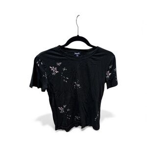 Splendid Black Floral Short Sleeve Tee